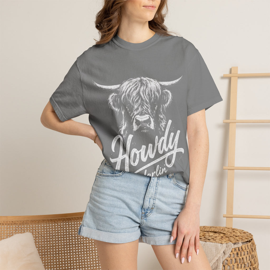 Howdy Darlin' Highland Cow T-Shirt — Western Ranch Graphic Tee