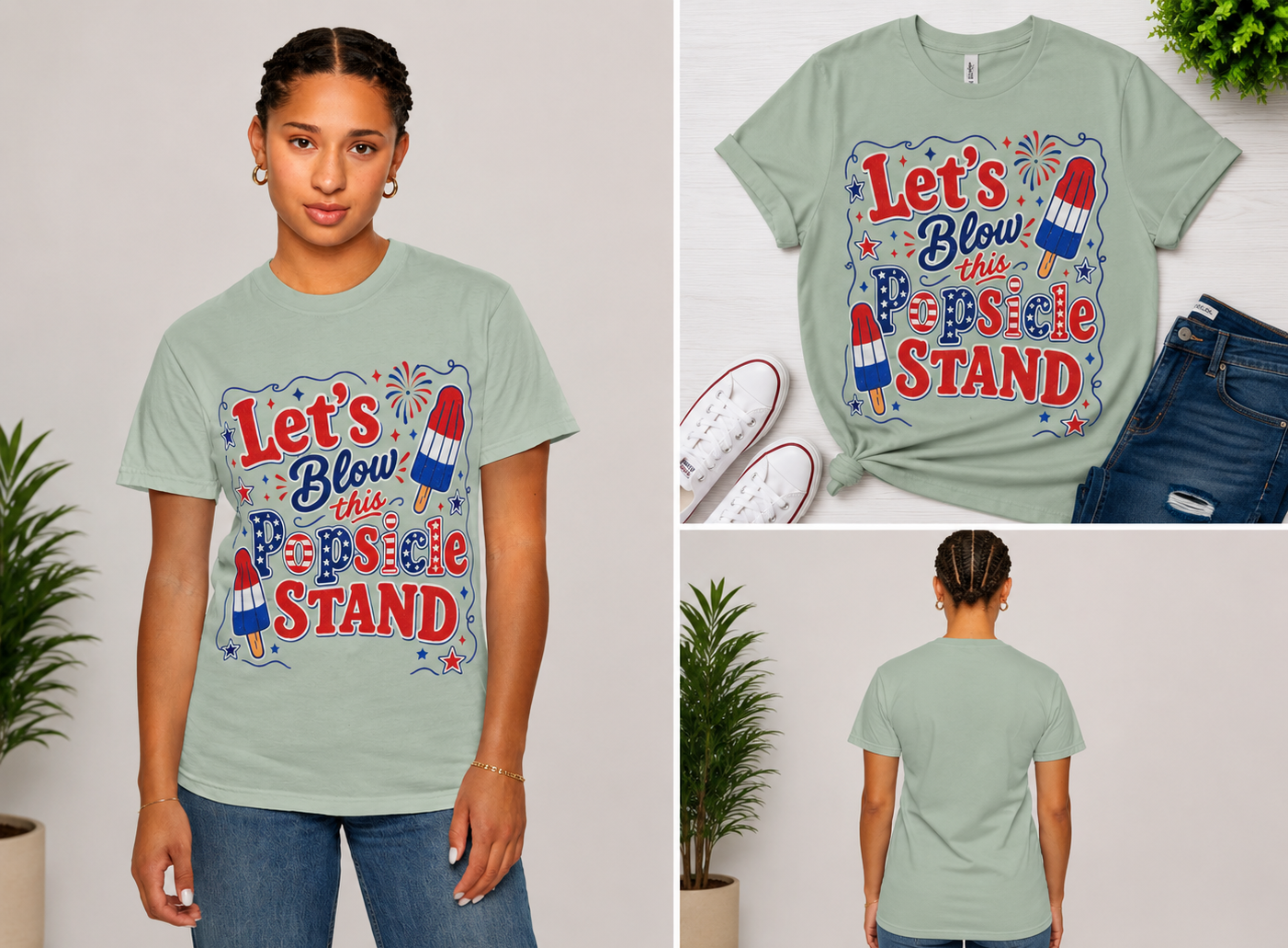 Patriotic Popsicle Stand T-Shirt — "Let's Blow This Popsicle Stand" 4th of July Tee
