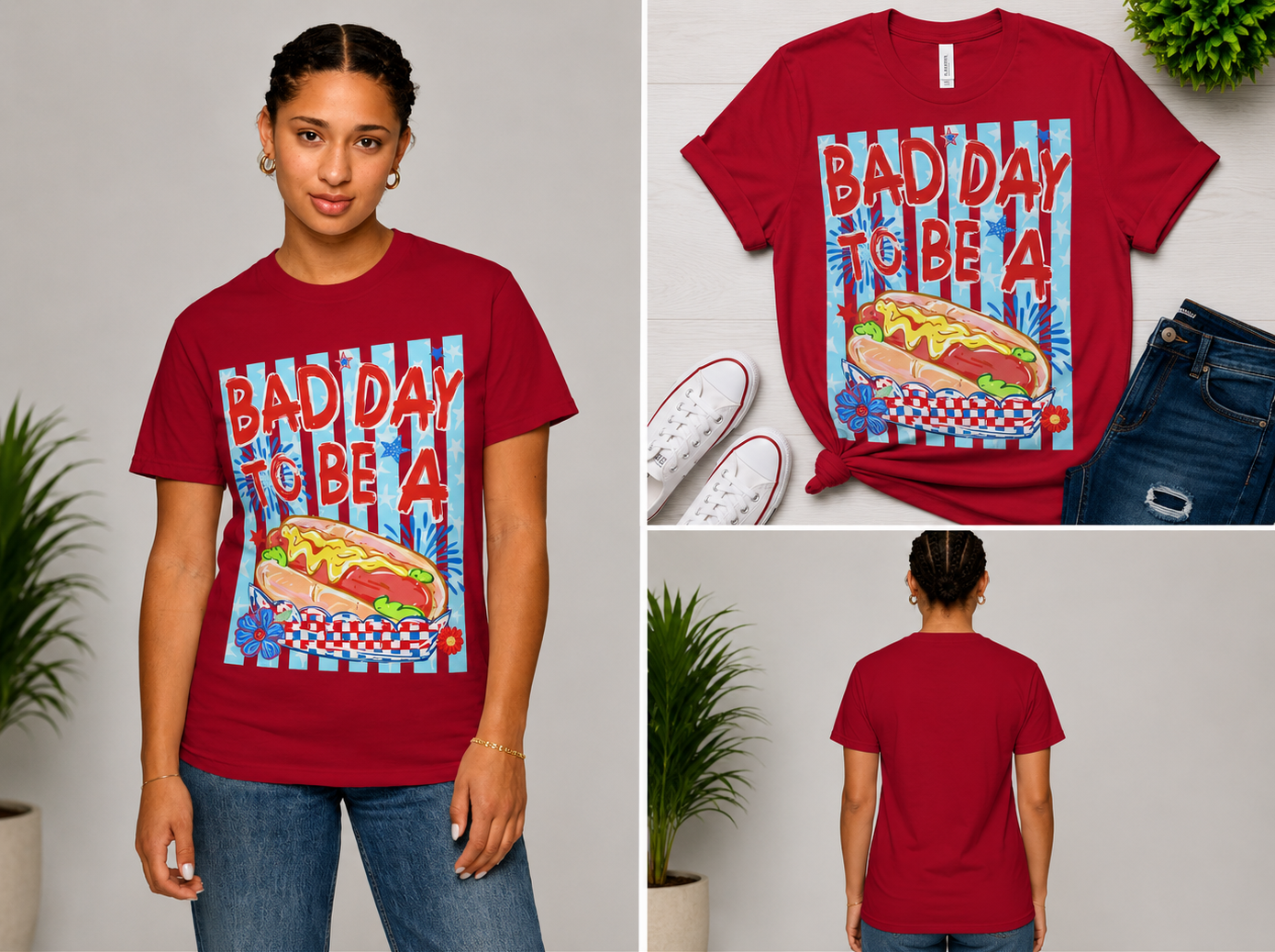 T-Shirt — "Bad Day To Be A" Hot Dog Graphic Tee