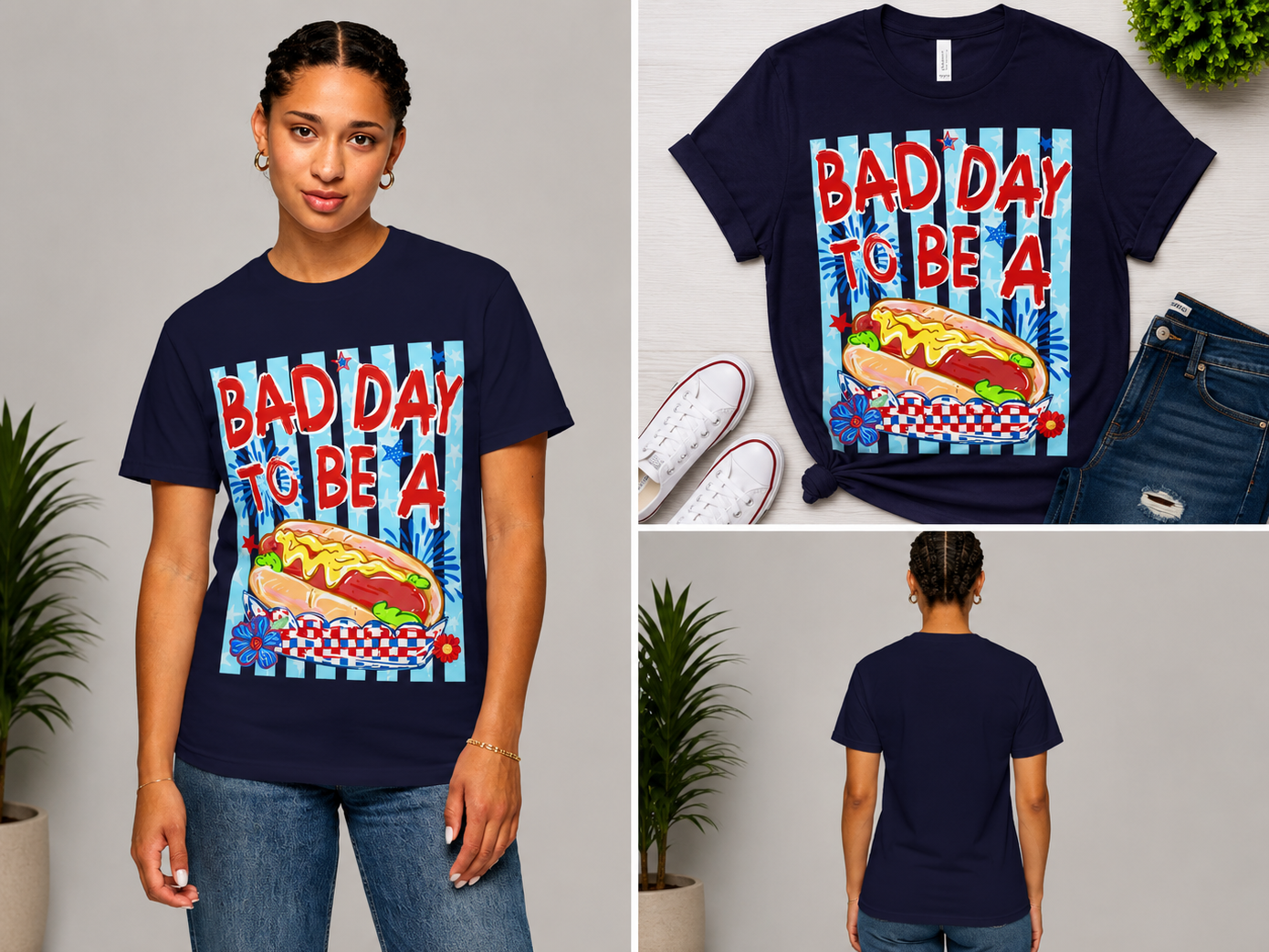 T-Shirt — "Bad Day To Be A" Hot Dog Graphic Tee