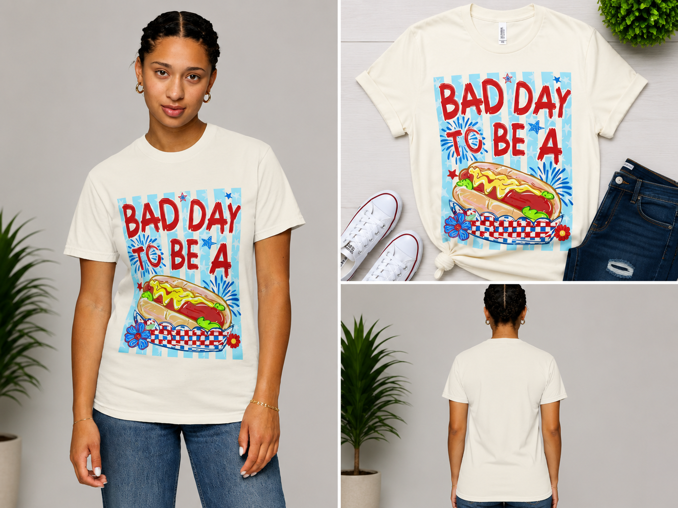 T-Shirt — "Bad Day To Be A" Hot Dog Graphic Tee