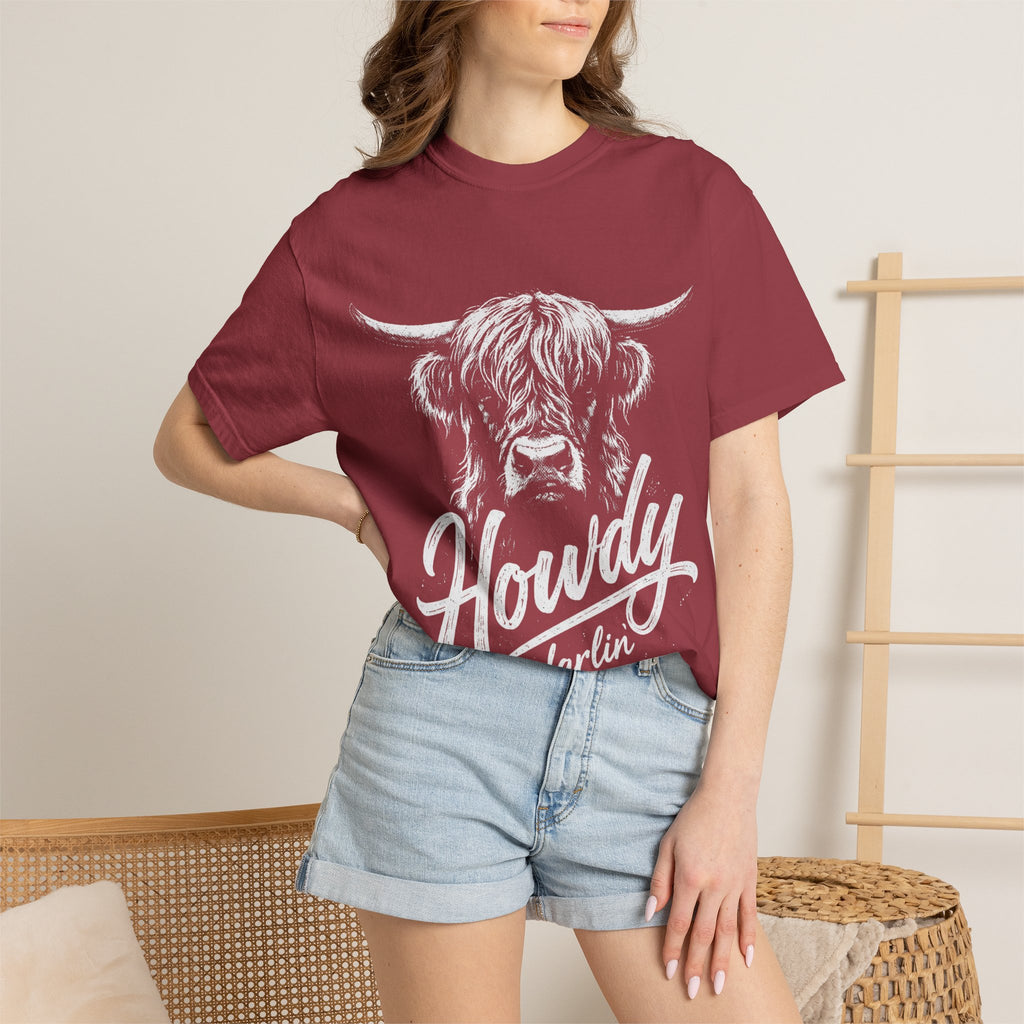 Howdy Darlin' Highland Cow T-Shirt — Western Ranch Graphic Tee
