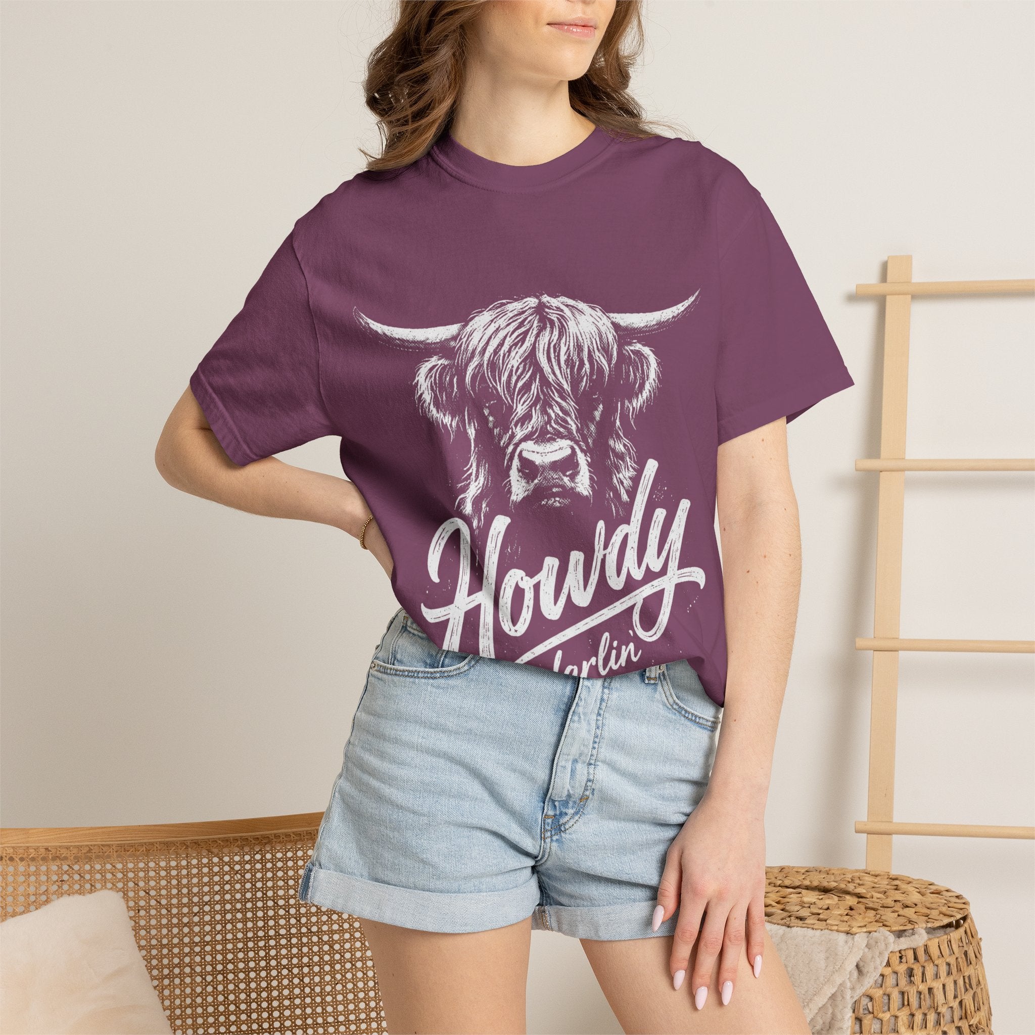 Howdy Darlin' Highland Cow T-Shirt — Western Ranch Graphic Tee